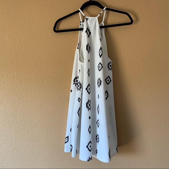 Zara White Aztec Mini Dress - Size Small - Picture 4 of 6